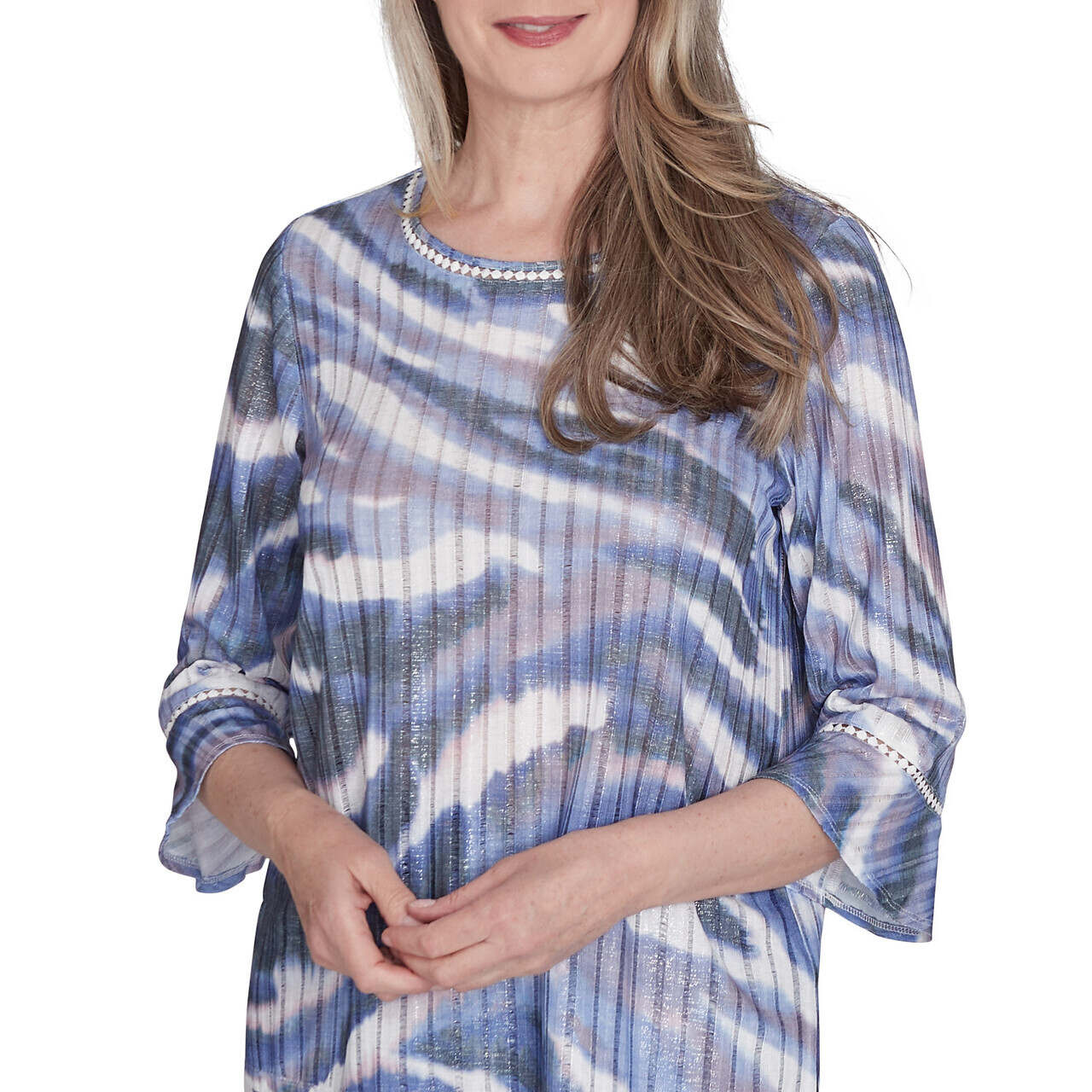 Women's Watercolor Animal Stripe Bell Sleeve Top - 72455 - Image 5