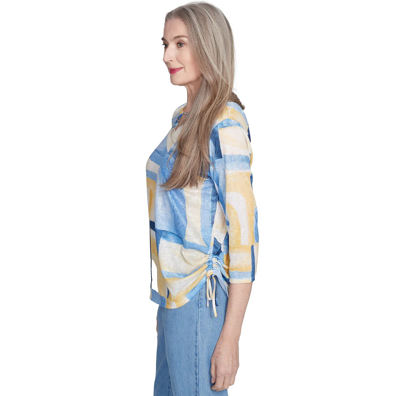 Women's Watercolor Patchwork Geometric Top - 91456 - Image 4